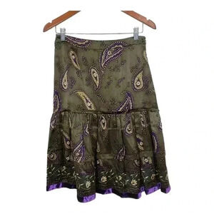 Etcetera silk Ruffle Skirt Tiered peplum skirt Floral & Paisley Size 2